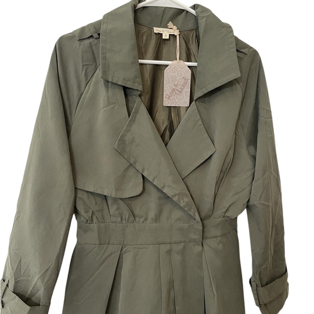 Hem & Thread Olive Green Jacket Utility Dress Medium - Picture 2 of 7